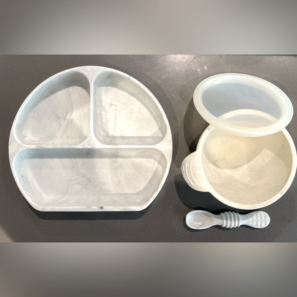 bumpkins silicone grip dish set for kids/ babies/ toddlers - 3 piece